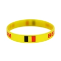 Yellow silicone sports wristband with Belgium flag and red BELGIUM text for football fans - 13 Belgium