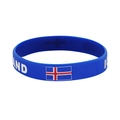 Blue silicone sports wristband with Iceland flag and white text for 2026 World Cup - Iceland