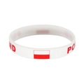 White silicone sports bracelet featuring the Poland national flag and POLAND text design - Poland Landmark