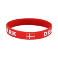 Silicone national team wristband featuring Denmark flag and white text on red band - Denmark Viking Ship