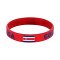 Red silicone sports wristband featuring the Costa Rica flag and printed country text - Costa Rica