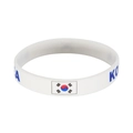 White silicone World Cup sports bracelet featuring the South Korea flag and Korea text - 24 South Korea