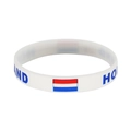 White silicone sports bracelet featuring the Holland national flag and blue HOLLAND text - 8 Netherlands
