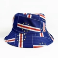 Reversible bucket hat featuring Cape Verde flag design with yellow stars on navy blue - M (56-58cm) / Cape Verde