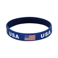 Blue silicone sports wristband featuring USA flag and white text for soccer fans - 10 United States