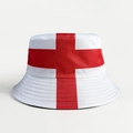 Reversible bucket hat with white fabric and red St George cross for soccer fans - M (56-58cm) / Blue Base England