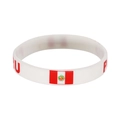 Elastic white silicone wristband with Peru flag and red PERU text for 2026 World Cup - Peru