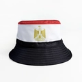 Egypt national flag colors bucket hat with golden eagle emblem embroidery decoration - M (56-58cm) / Egypt