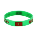 Green silicone sports bracelet with Morocco flag and red embossed lettering design - 14 Morocco