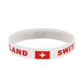 White silicone World Cup wristband with Switzerland flag and red lettering - 19 Switzerland
