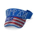 Blue sun visor featuring TRUMP 2024 rhinestones and American flag sequin brim - 2024 Blue Slogan Style