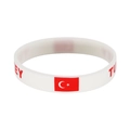 White silicone wristband featuring Turkey national flag and red TURKEY lettering print - 21 Türkiye