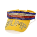 Yellow sun visor with colorful rhinestones and silver Trump lettering on the brim - Yellow Initials Style