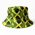 Reversible Jamaica bucket hat featuring yellow green and black flag pattern for outdoors - Yellow Green Black Combination All-over Print Style (JAMAICA)