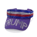 Purple open top sun hat with crystal rhinestones and Trump logo lettering decor - Purple Initials Style