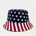 Reversible bucket hat featuring American flag stars and stripes design for soccer fans - Dark Blue Cotton USA Stars and Stripes Pattern Style