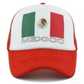 Mexico national flag themed trucker hat with breathable red mesh and curved brim - Mexico Flag Eagle Pattern Letter Baseball Cap (MEXICO)