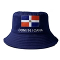 Navy blue reversible bucket hat with Dominican Republic flag and Americana embroidery - Navy Blue Dominican Republic Flag Letter Style (DOMINICANA)