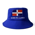 Navy blue Dominican Republic flag bucket hat with Dominicana embroidery for fans - Blue Dominican Republic Flag Letter Style (DOMINICANA)