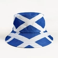 Reversible bucket hat with Scotland flag design for sports fans in blue and white - Scotland Blue Base White Cross Lines Flag Style