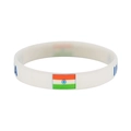 White silicone sports wristband featuring India flag design and blue India text - Taj Mahal India
