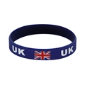 Dark blue silicone sports wristband with UK flag and lettering for 2026 World Cup - United Kingdom