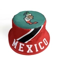 Reversible Mexico World Cup bucket hat in red with green map emblem and side stripes - Red Mexico Map and Letter Style (MEXICO)