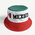 Mexico flag colors fisherman hat in green, white, and red with MEXICO print - Mexico Flag Tri-color Colorblock Letter Style (MEXICO)