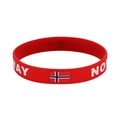 Norway national flag silicone sports bracelet in red with white text and emblem - 28 Norway