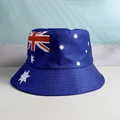 Deep blue Australia flag bucket hat featuring stars and Union Jack print pattern - Dark Blue Australia Flag Union Jack Five-pointed Star Style