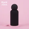 350ml matte black stainless steel insulated bottle with unique round spherical cap - Black
