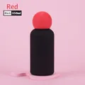 Matte black stainless steel 350ml water bottle with a creative red spherical cap lid - Black Body with Red Ball Lid