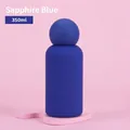 Minimalist 350ml sapphire blue stainless steel water bottle with unique round cap - Sapphire Blue