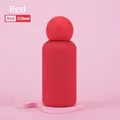 Matte red 350ml stainless steel water bottle with unique round ball lid design - Red