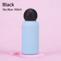 Sky blue 350ml stainless steel thermos with a creative black ball-shaped lid design - Sky Blue Body with Black Ball Lid