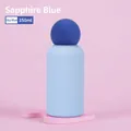 Sky blue 350ml stainless steel vacuum flask with a dark blue sphere cap and matte finish - Sky Blue Body with Sapphire Blue Ball Lid