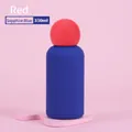 350ml sapphire blue stainless steel water bottle with a round red cap and matte finish - Sapphire Blue Body with Red Ball Lid