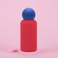 350ml red stainless steel bottle with blue spherical cap in a modern minimalist style - Red Body with Sapphire Blue Ball Lid