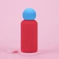 Red and blue 350ml stainless steel vacuum flask with matte finish and spherical blue lid - Red Body with Sky Blue Ball Lid
