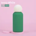 Modern 350ml stainless steel water bottle in seaweed green with ivory white spherical lid - Algae Green Body with Ivory White Ball Lid
