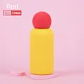 350ml stainless steel vacuum flask in red and lemon yellow with cute ball lid - Lemon Yellow Body with Red Ball Lid