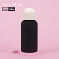 350ml minimalist stainless steel water bottle in matte black with an ivory white lid - Black Body with Ivory White Ball Lid