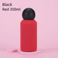 Red 350ml stainless steel insulated bottle with matte finish and black round cap - Red Body with Black Ball Lid