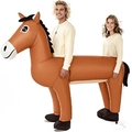 Funny inflatable two-person brown horse costume for Halloween parties and cosplay events - Two-horse / One Size
