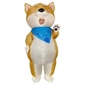 Inflatable Shiba Inu cosplay costume in ginger and white with blue paw print scarf - Shiba Inu / One Size