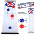 Set da gioco curling da tavolo con tappetino avvolgibile e mini pietre rosse e blu - Stile Curling da Battaglia / 120cm x 30cm