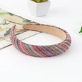 Rainbow rhinestone padded headband with sparkling crystals and a wide velvet base for women - Wide Style / Rainbow Style