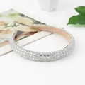 Sparkling silver rhinestone headband with wide-brimmed beige fabric base for women - Medium Version / White Square Style