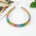 Rainbow gradient rhinestone headband with 2.5cm wide padded band and soft velvet lining - Fine Style / Rainbow Style