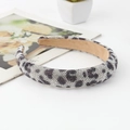 Sparkling leopard print rhinestone headband with white and purple crystals on wide base - Wide Style / Leopard Style